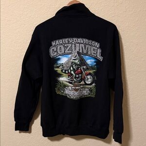 Harley-Davidson Cozumel Black Zip-Up Sweater with Graphic mens medium